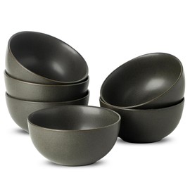 Tikooere Stoneware Soup Bowls, 24 oz Cereal Bowls Set of 6 for Kitchen, Ceramic Bowls Set for Oatmeal, Dessert, Noodle, Cute Bowls Set for Gift, Dishwasher Microwave Oven Safe, Matte Black