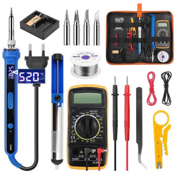 Soldering Iron Set 100 W, LED Soldering Iron with Temperature