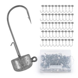 Goture Pack of 50 Fishing Hook Set Jig Heads 10 g, Ned Rig Jigs, Sharp Jig Hooks, Dropshot Hooks for Rubber Fish, Carp Lead Head Fishing Hooks, Offset Fishing Hooks, Jig Head Set, Jig Hook Set