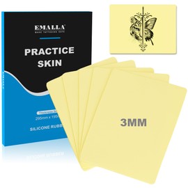 3mm Premium Tattoo Practice Skin, 5Pcs Large Fake Skin Soft Silicone 12"x8" Double-Sided Use Fake Skin for Artists and Beginners Tattoo Supplies