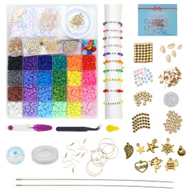 HIGHTECHTRADERLTD Bracelet Making Kit 6500 Clay Beads, Friendship Bracelet Kit, Jewellery Making Kit with Letter Beads, Beads for Bracelet Making, Clay Beads Bracelet Making Kit