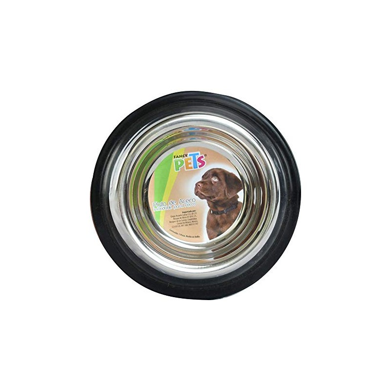 Fancy Pets Plato de Acero Inoxidable con Antiderrapante para Perro