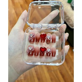 Nail Tips, 24 Pieces, Thumb Nail Stickers, Foot False Nails, Nail Tips, Reusable, Gel Nail Tips, Summer Nails, Weddings, Coming-of-Age Ceremonies, Foot Nails, Easy to Remove, For Feet (Nail Storage