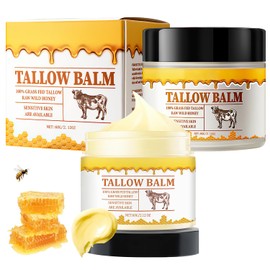 YIVANNUO Tallow and Honey Balm, Premium Beef Tallow and Wild Honey, Balm for Skin Hydration, Grass-Fed Beef Tallow & Raw Wild Honey Balm, Tallow Balm for Skin Hydration, Tallow Face Moisturizer (2pcs)