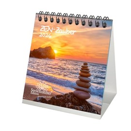 Zen Magic Desk Calendar 10 cm x 10 cm for 2026 Feng Shui Yoga Meditation Yin Yang Gift Set Contents: 1 x Calendar, 1 x Christmas Pendant (Total 2 Pieces)