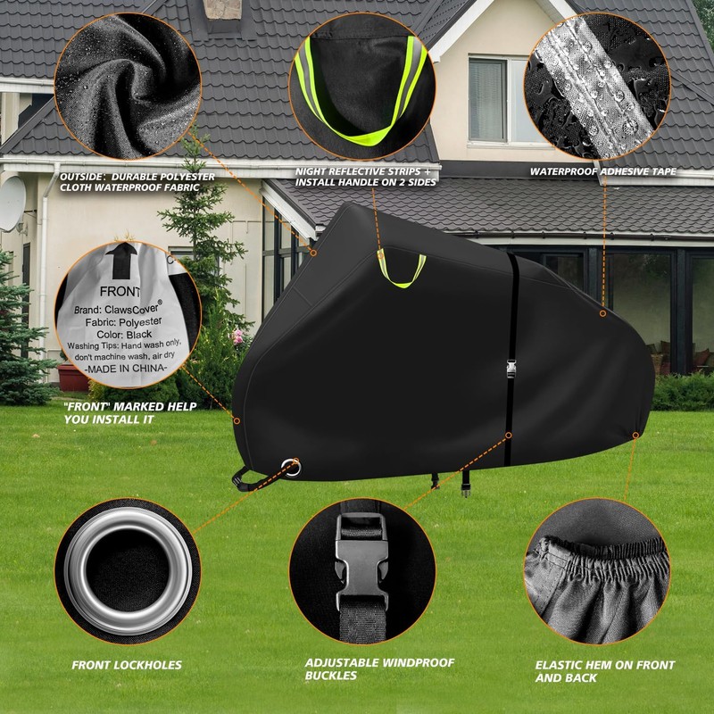 ClawsCover Bike Covers Outdoor Storage Waterproof for 2 Bikes,Heavy Duty