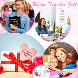 Kenning 3 Pcs Teacher Appreciation Week Gifts Set Include Inspirational Notebook with Quote, Zippered Makeup Bag and Bracelet with Initial for Teacher Week, Birthday, Back to School(Letter E)