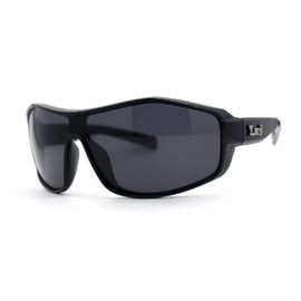 Locs Oversize Wrap Sport Shield Gangster All Black Plastic Sunglasses
