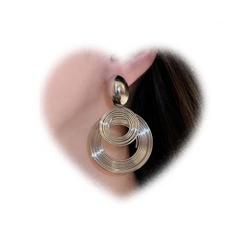 W WEILIRIAN Vintage Circle Drop Earrings Big Circle Hoop Earrings Geometric Circle Earrings Statement Hoop Drop Earrings Silver Oval Stud Earrings Jewelry for Women (Silver)