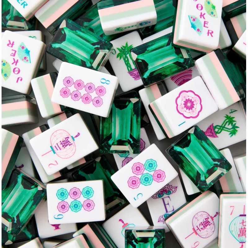 Mahjong Emerald Acrylic Mahjong Tiles American Mahjong 4-layer Engraved American