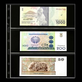 Ettonsun 10 Sheets Paper Money Collection Pages,Dollar Bill Holder,Currency Sleeves,Money Collection Supplies Album Protector Pages for Travel Bill Banknote Stamp Paper Souvenirs Storage