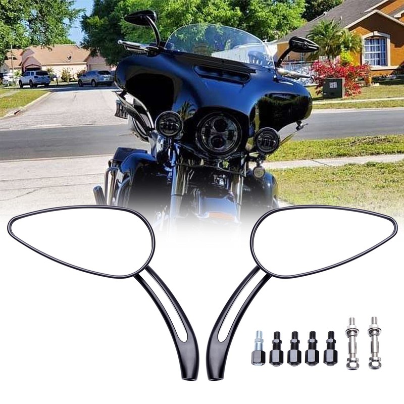 8mm/10mm Motorcycle Skull Rearview Mirrors For Harley Touring Road King