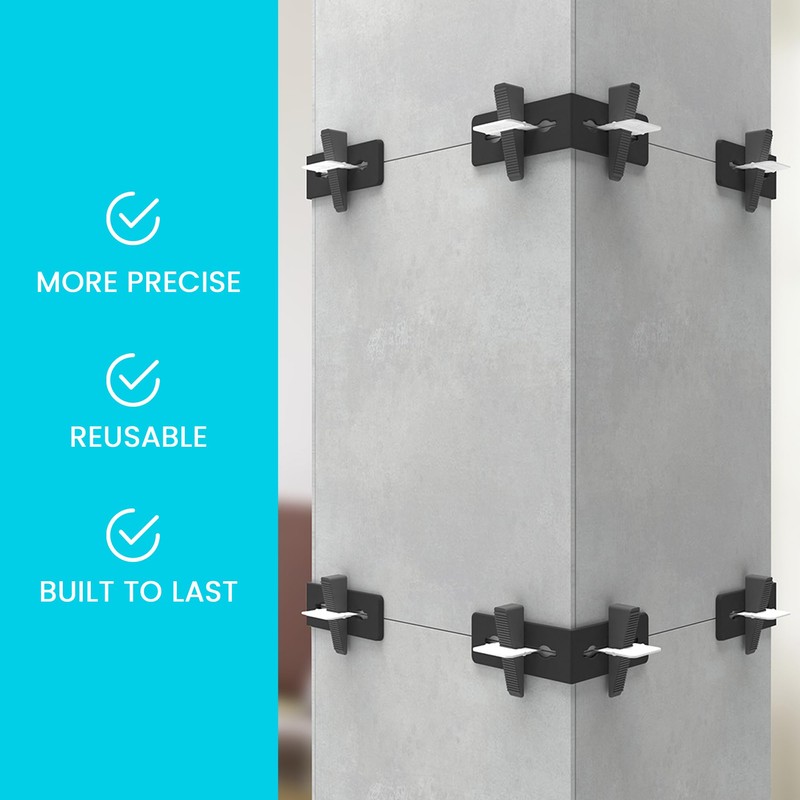 Peygran Leveling System Reusable 90 Tile Leveling Brackets: 25 Pcs