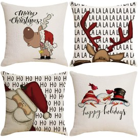 profiwoab Christmas Cushion Covers, Christmas Decoration Pillow Covers, Decorative Xmas Cushion, Decorative Cushion, Christmas Pillow Case Set of 4