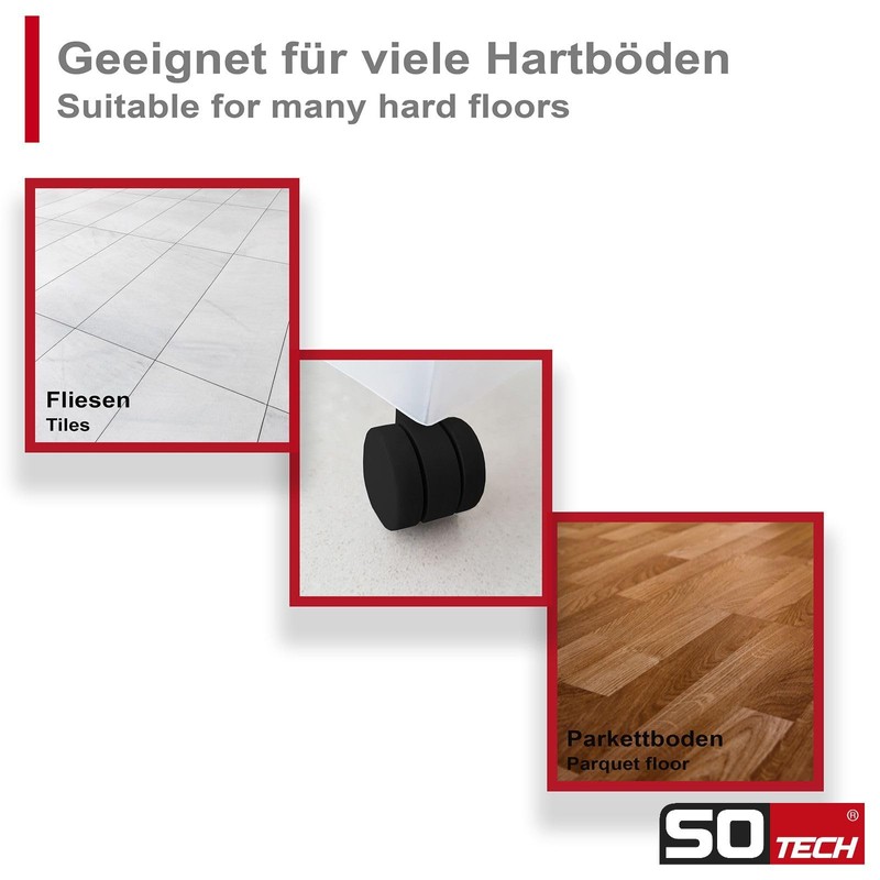 SOTECH AACHEN Furniture Castors Diameter 35 mm Black with Brake