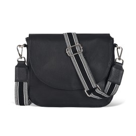 Genuine Leather Shoulder Crossbody Purse For Women with Adjustable Strap, Mobile Pocket & Outside & Inside Zipper (Black ndm W2)