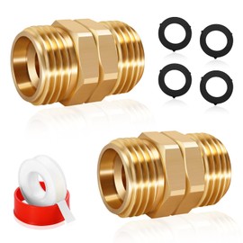 AquaNPT Garden Hose Swivel Connector, 3/4GHT Garden Hose Male to Male Adapter, 360 Degree Swivel Fitting for Outdoor