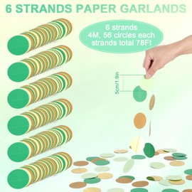 78 ft Paper Garland Glitter Round, Pack of 6 4 m Hanging Iridescent Round Garland, Colourful Glitter Paper Circle Dots Garland, Glitter Colourful for Party Decoration, Garland Birthday, Wedding