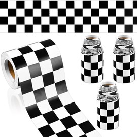 98.4ft Checkered Bulletin Board Borders, 3 Rolls Black White Checkerboard Bulletin Board Trim Race Track Bulletin Board Borders for School Classroom Office Racing Themed Party Decoration