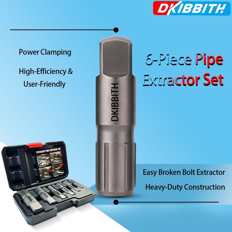 Pipe Extractor Set, 6-Piece Heavy Duty Steel Broken Pipe Extractors