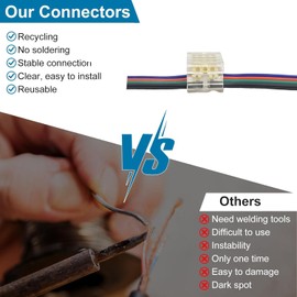 Wire Connector Quick Connect Terminal 10 Pack with Caps 4 Pin Electrical Splice Terminal Wire to Wire Quick Connect No Stripping Required Compatible with 22-20AWG LED Cable (4