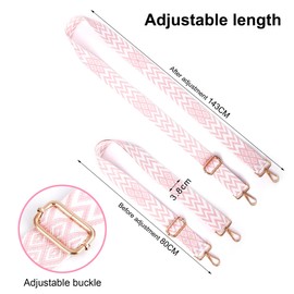 Gyxcelc Bag Straps for Changing, Adjustable Shoulder Strap, Width 3.8 cm, Length Adjustable 80-140 cm, Shoulder Strap for Shoulder Bag, Carry Bags and Handbags, DIY Accessories for Bag, Pink