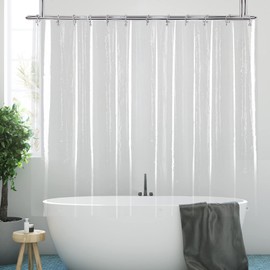 YISURE Clawfoot Tub Clear Short Length 60 Inch Shower Curtain Liner, 180x60 Inch Extra Wide 360 Shower Curtain PEVA Waterproof Wrap Around Bath Tub Curtain
