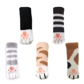 Furniture Socks, Knitted Chair Socks, Furniture Leg Cap, Chair Socks, Furniture Socks Cat, Chair Socks, 5 Patterns Knitted Furniture Socks Cat, Anti-Scratch Anti-Noise Chair Socks, Floor Protection (5
