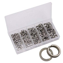 200pcs Assorted Size Split Rings Fishing Lure Connectors Stainless Steel Split Ring OD 5/6/7/8/9mm Open Jump Rings Connectors for Charm Connector Jewelry Findings Fishing