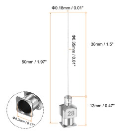 HARFINGTON 10pcs 28Gauge Stainless Steel Dispensing Needles, 1 1/2" All Metal Glue Needle Tube Blunt Tips Luer Lock for Thick Liquids, Ink, Glue, Lab Use