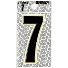 Brady 3000-7 2-3/8" Height, 1-1/2" Width, B-309 High Intensity Prismatic Reflective Sheeting, Black And Silver Color Glow-In-The-Dark/Ultra Reflective Number, Legend "7" (Pack Of 10)