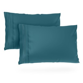Cosy House Collection Everyday - Fundas de almohada de la serie 1500 – Calidad de hotel de lujo, sedosas, suaves y suaves, agradables y agradables a la piel, juego de 2 (King, verde azulado)