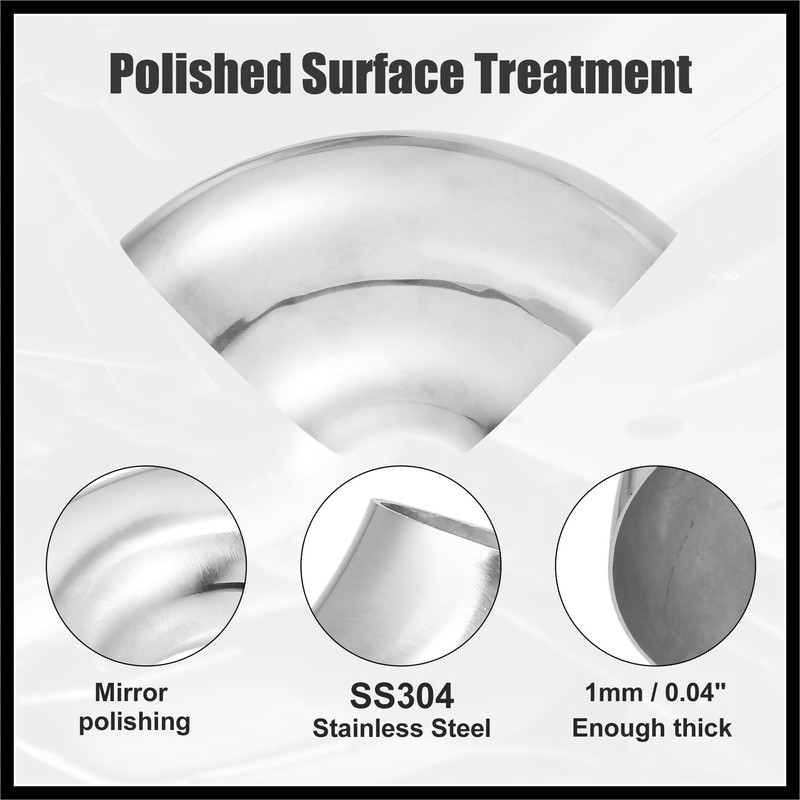 Hihaha 3pcs OD 4 Inch 90 Degree Mandrel Bend Elbow