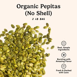 Nuts.com – Organic Pepitas – 2 Lb Bag, No Shell Pumpkin Seeds, Healthy Snack for Adults & Kids, Rich in Protein, Fiber, Calcium & Potassium – Keto Friendly, Vegan, Gluten-Free & Kosher Pareve