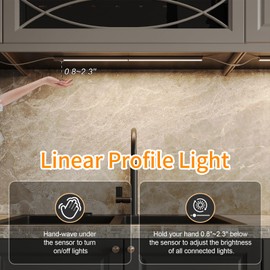 LUMILAND 6 Pcs 12-inch Led Under Cabinet Lighting Plug-in with Hand Wave, Dimmable 6000K Cold White Under Counter Lights Linkable with Memory Function for Kitchen