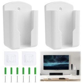 2 x Remote Control Holder, Remote Control Holder, Wall Mount with Stickers and Screws - Robust Holder for Remote Controls - Inner Size: 63 mm x 30 mm x 100 mm (L x W x H)