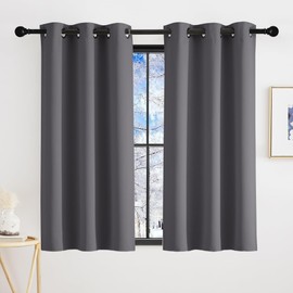 KGORGE Net Curtains Opaque Kitchen Curtains Short Eyelet Curtain Set of 2 90 x 90 cm (H x W) Blackout Curtains Grey Window Curtain Opaque Short Thermal Curtain