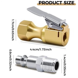 MACHSWON 2 Pcs Closed Flow Brass Air Chucks for Tires Heavy Duty Lock on Tire Inflator Chuck with Clip 1/4" Brass tire inflator Lock on Air Chuck