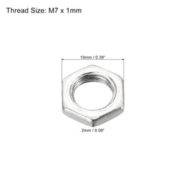 PATIKIL M7 x 1.0 Steel Hex Nuts, 30 Pack Metric Thread Zinc Plated Finished Hardware Nuts Screw Bolt Fasteners 2mm Height