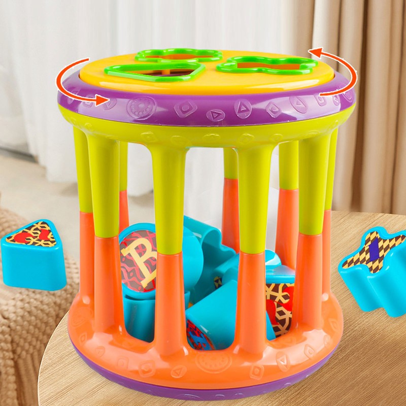 Kids Blocks Shape Sorting Toy Plastic Montessori Activity Cube Baby