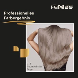 Femmas Hair Colour Set Super Brightener Beige 913 I Hair Colour Cream 100 ml + Oxycream 100 ml 1.9% I Permanent Hair Colouration + Developer I Gentle & Long Lasting I Salon Hair Colour for Home
