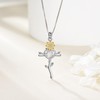 POPLYKE Sunflower Cross Necklace for Women 925 Sterling Silver Opal