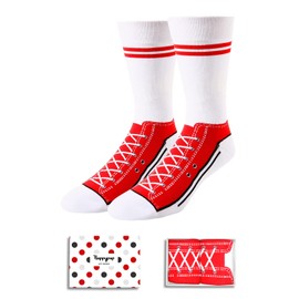 HAPPYPOP Funny Socks That Look Like Shoe for Teen - Sneaker Socks Novelty Crew Socks for Men, Gifts for Him Dad