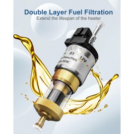 TIKSCIENCE Diesel Heater Fuel Pump with Double Filter and Rubber Sleeve Fit for Eberspacher Airtronic D2 D4 12v-22ml 1-5kw Replace 22451901 22451910000 28451901 2451910000 Washable Parking Heater Pump