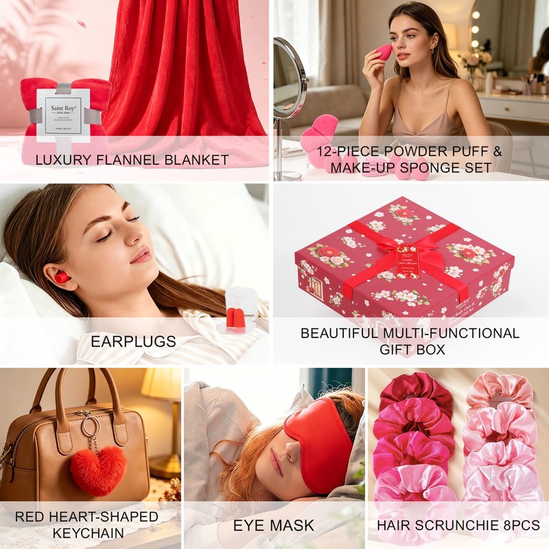 35-Pc Cherry Blossom Rose Get Well Soon Spa Gift Set,