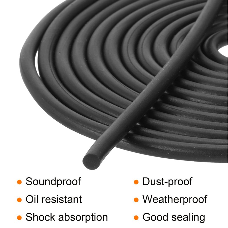 sourcing map Nitrile Rubber Seal Strip, 3mm(0.12") Diameter x 4