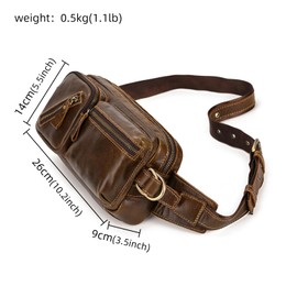 Leather Fanny Pack for Men Women-Genuine Waist Bag for Daily Hiking Travel Running Hip Bum Belt Pack Purse Wallet Cell Phone Pouch, 1040 Coffee