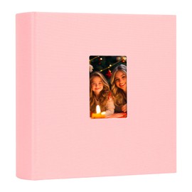 240 Pockets Photo Album 5x7 with Writing Space, Large Capacity 5x7 Photo Album Holds 240 Photos, Linen Cover Acid Free Pages 5x7 Photo Book with Memo for Baby Family Anniversary Wedding Photos, Pink