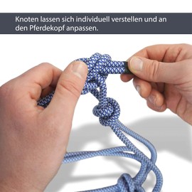 Knot Halter for Floorwork Horse - Knot Halter Cob Ideal for Outdoor Work, Ground Work, Lead or Loading Training (Shetland), Royal Blue-White)