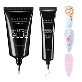 Makartt Nail Rhinestone Glue with 3D Nail Gel Kit, Nail Charm Glue Super Strong Gel Nail Glue for Nail, 3D Sculpting Gel for Drawing Molding Embossed and Decoration DIY Nail Art